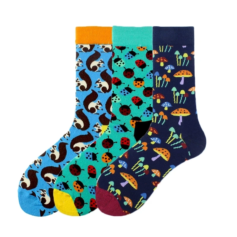 

Wholesale Jacquard Mens Socks Funny Happy Pattern Design Socks, Custom color