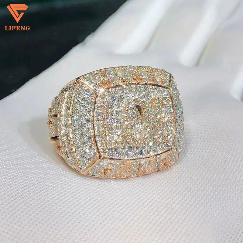 

Custom Hip Hop Jewelry Luxury Design Silver Gold Iced Out D-VVS1 Moissanite Diamond Hip Hop Ring For Men