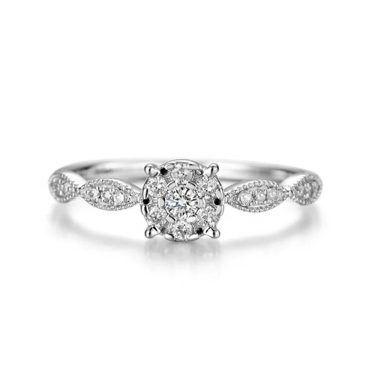 

OEM 18K White Gold Diamond Fashion Luxury Design 21 Point Wedding Rings
