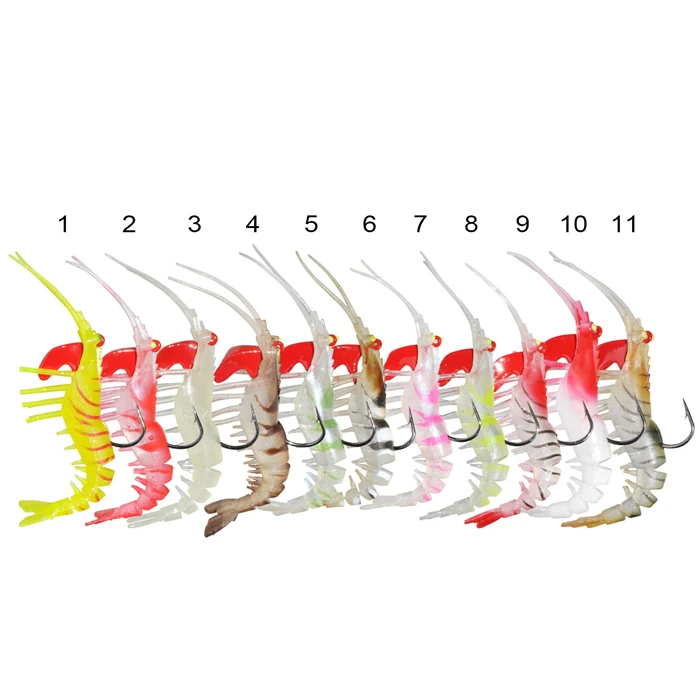 

Soft Plastic Prawn Lure 7.5cm 5.9g single Hook Multi section Soft Shrimp Lures TPR Soft Fishing Lures, 11 colors