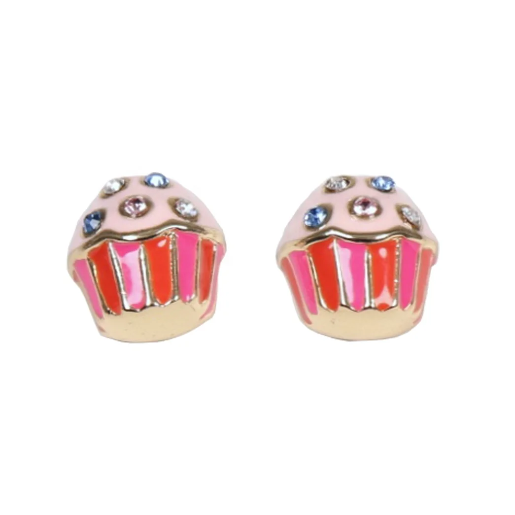 

Europe and the United States color zircon enamel glaze cupcakes female stud earrings set auger adorn article