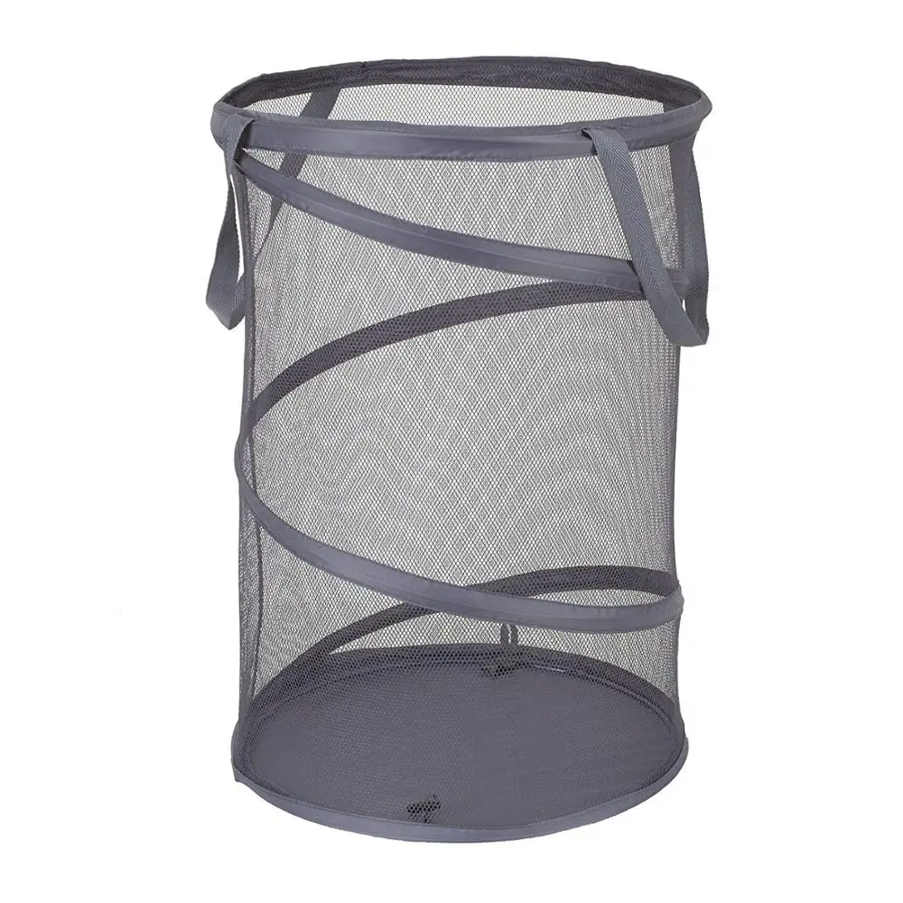 

Home Collapsible Wholesale Polyester laundry Hamper Foldable Mesh Pop up Laundry Basket, Black, grey, white