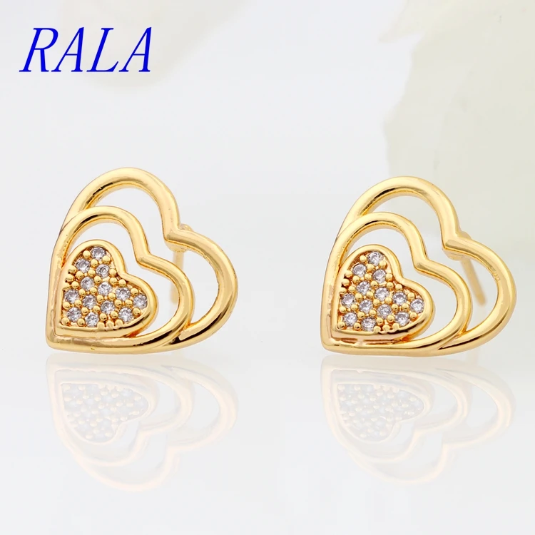 

RaLa 2021 new fashion Heart Earrings Zircon Earrings party accessories for women