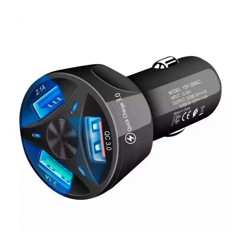 

Dual usb digital display car charger REKpb cup holder car charger, Black, white