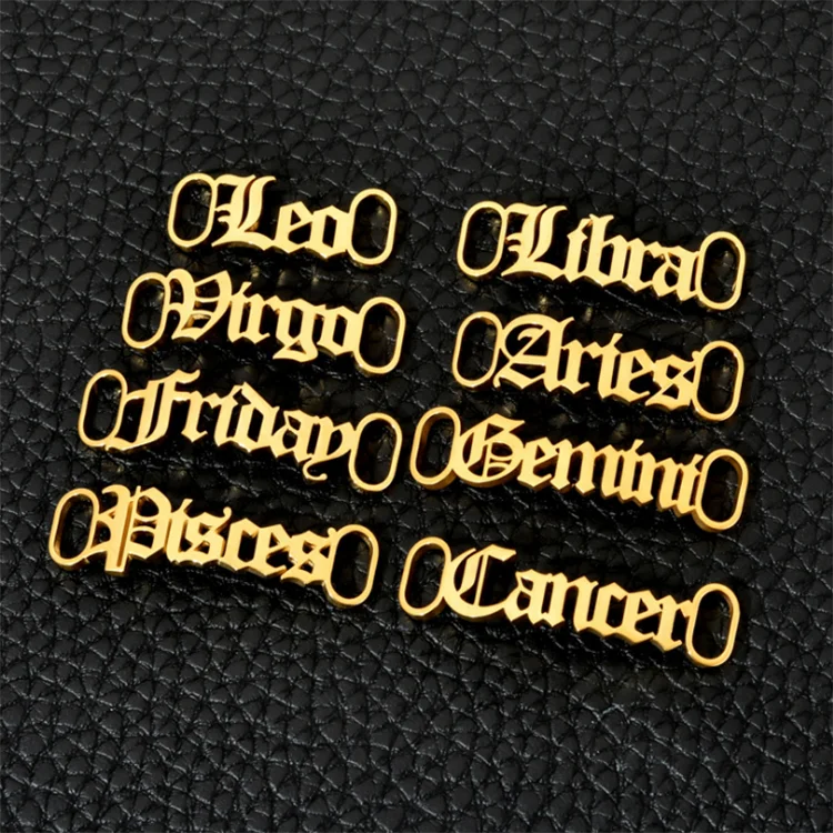 

12 Zodiac Constellation Shoelaces Clips Decorations Charms Custom Stainless Steel Sign Shoelace Charms