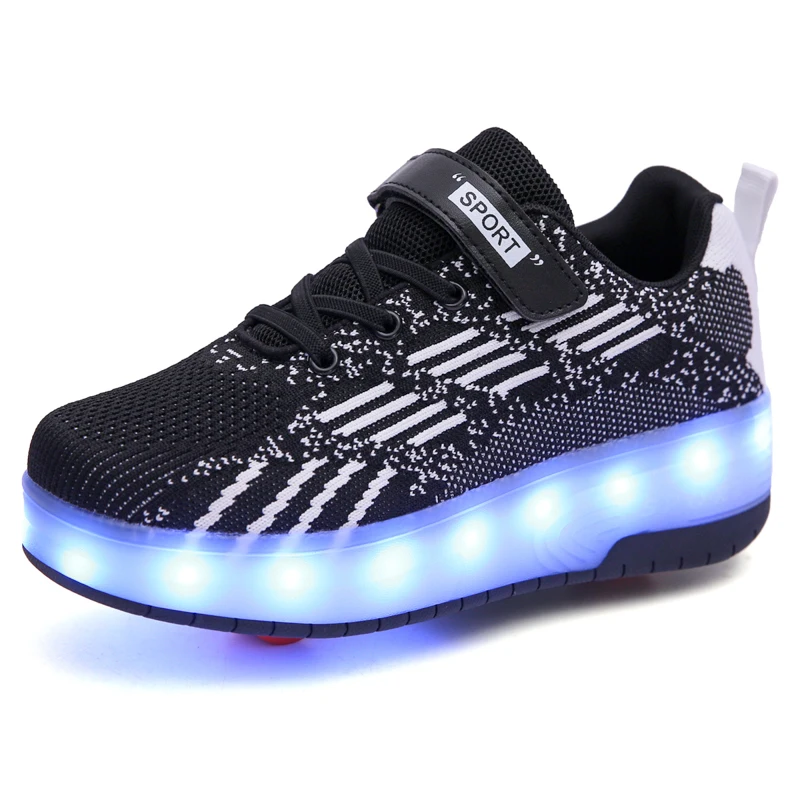 

LED Light Up Roller Shoes USB Charged Wheeled Skate Sneaker Shoes for Boys Girls Kids sport