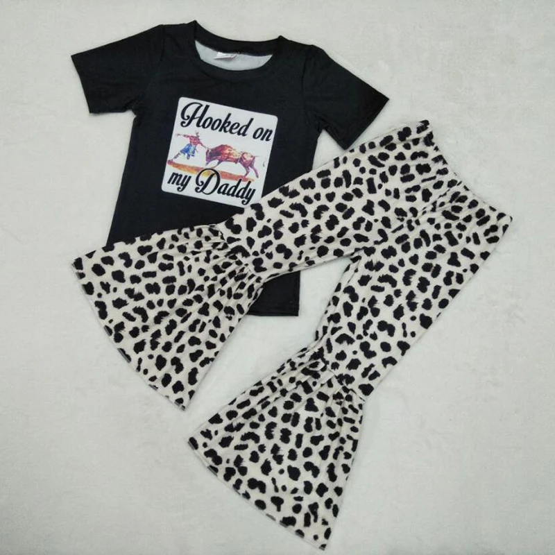 

RTS Hot sale my daddy t-shirt and pants girls kids clothes sets wholesale children's boutique baby clothing outfits