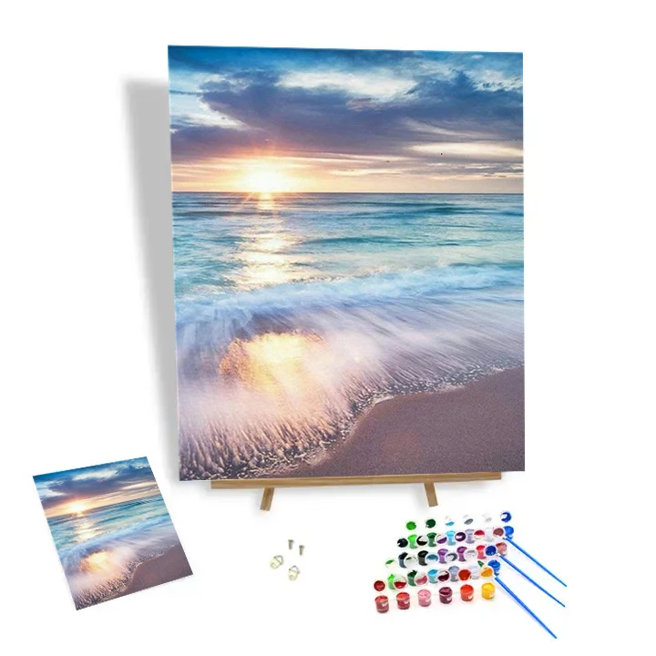 

Paint By Numbers For Adults Landscape Seaside And Beach Diy Painting By Numbers Kits Custom Handmade Acrylic Paint 24 colors