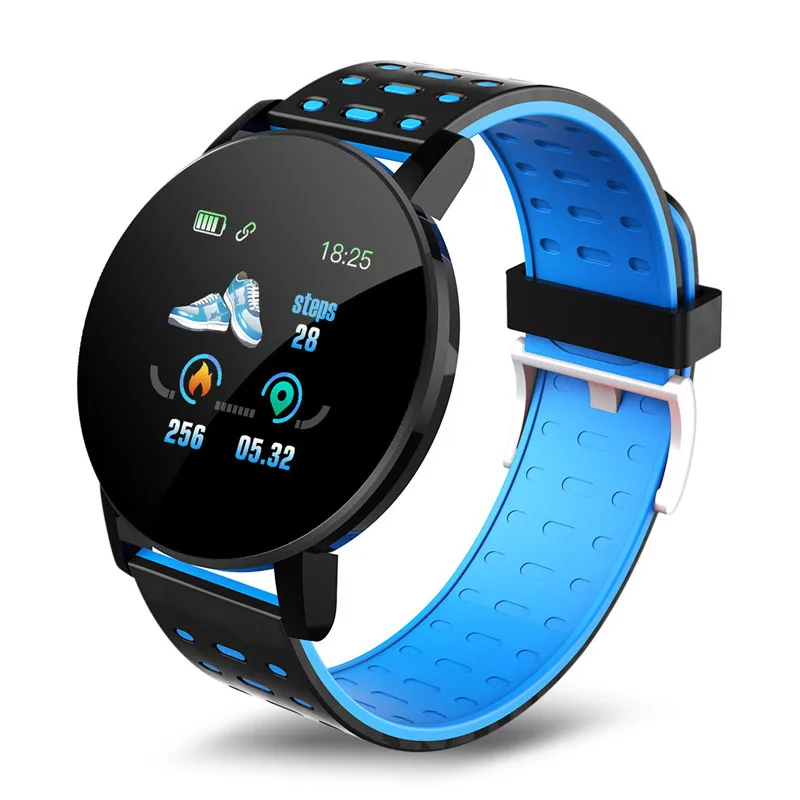 

2021 New 119PLus Sleep Monitoring Smart Watch IP67 Waterproof Fitness Pedometer Smart Watch Android iOS, Blue white red green