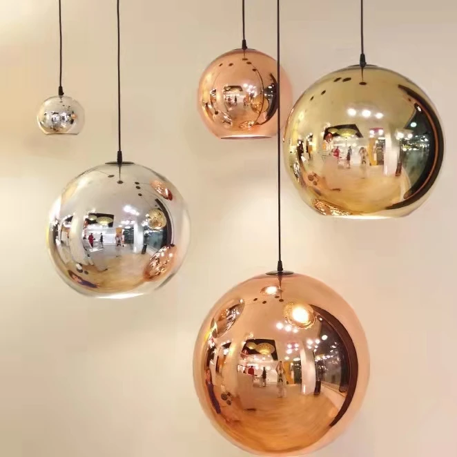 

Modern Aluminum Led Round Ball Pendant Light Simplicity Sliver Gold Copper Home Shop