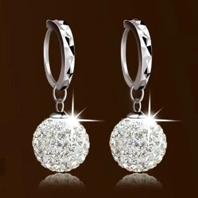 

Fashion Design Crystal Rhinestone Ball Drop Earring Beautiful Dangle Hoop Earring for Women