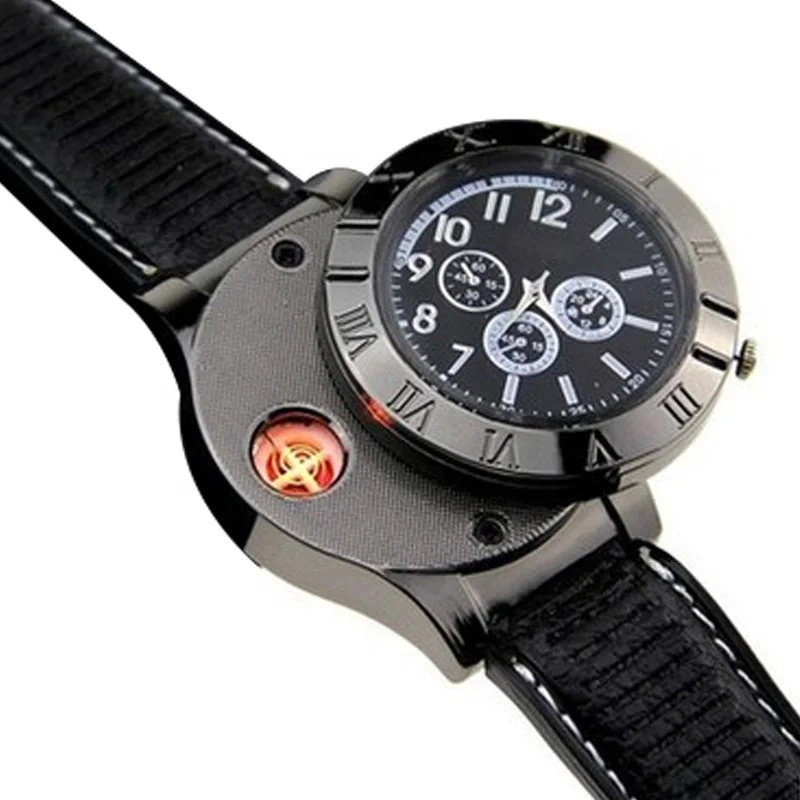 

New Product Chinese Wholesale Sport Mens Watch USB Cigarette Lighter Watch