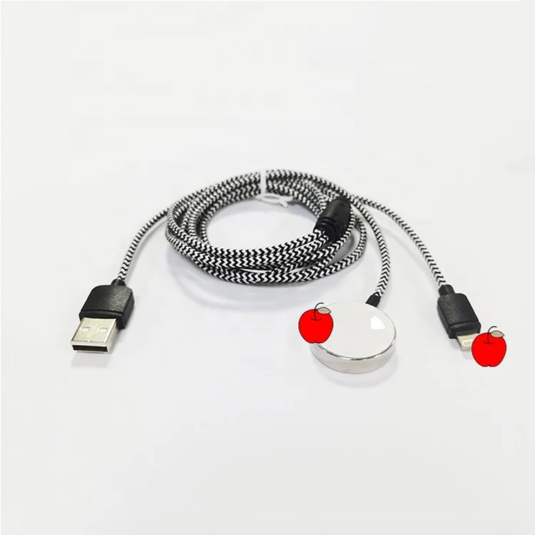 

2 in 1 Braided Syncing Cable 1.5m Watch Magnetic USB Charging Cable for Apple iWatch 1/2/3/4/5, Black & white