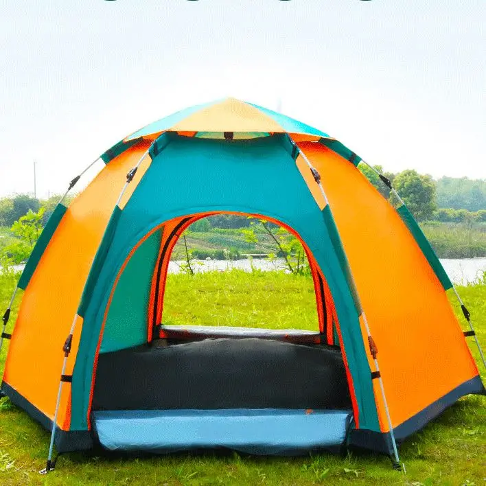 

Automatic Multi Person Outdoor 3-5 People Hexagonal Tent Camping Rainproof And Windproof Spring Speed Opening, As picture