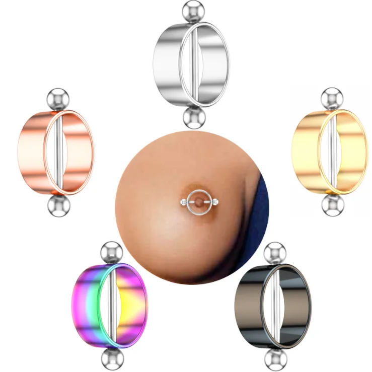 

new circle design cute silver rose gold plated 316L stainless steel nipple piercing rings hoop sexy nipple rings, Steel rose gold
