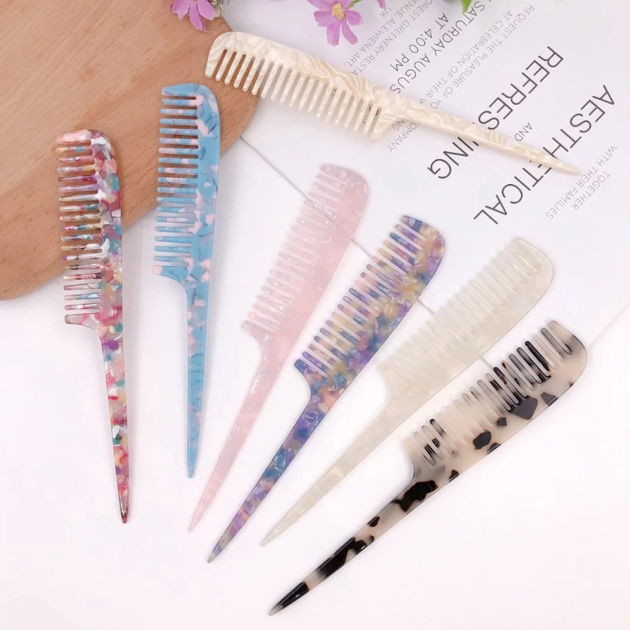 

Massage Italian Colorful Cellulose Acetate Acetic Acid Rattail Comb, Mixed color