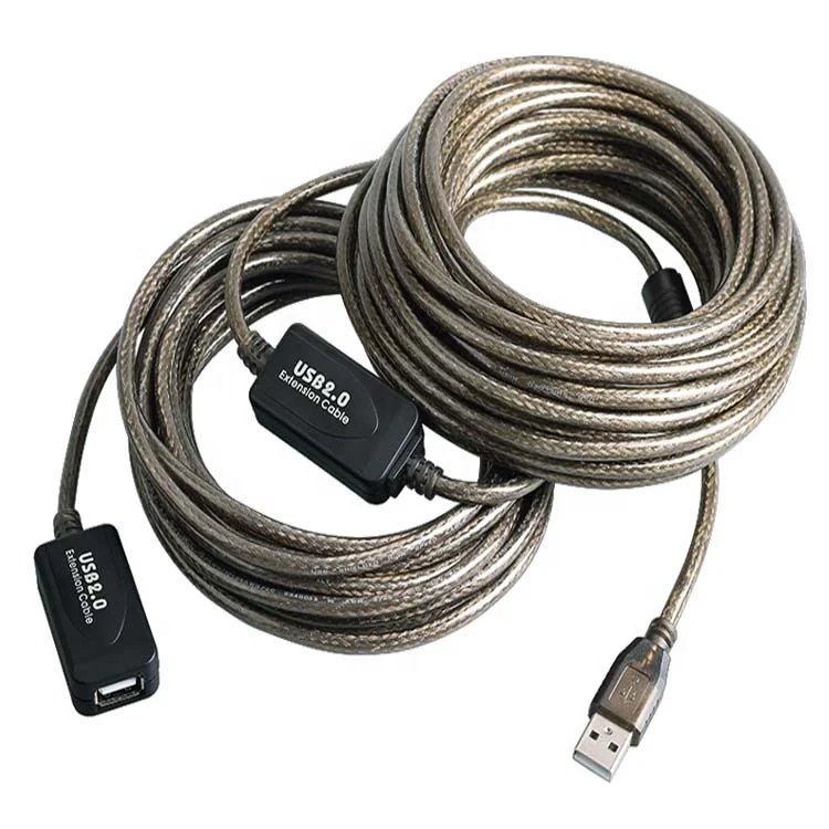 

Transparent black usb extension cable 20 meters male to female with 2 IC in stock
