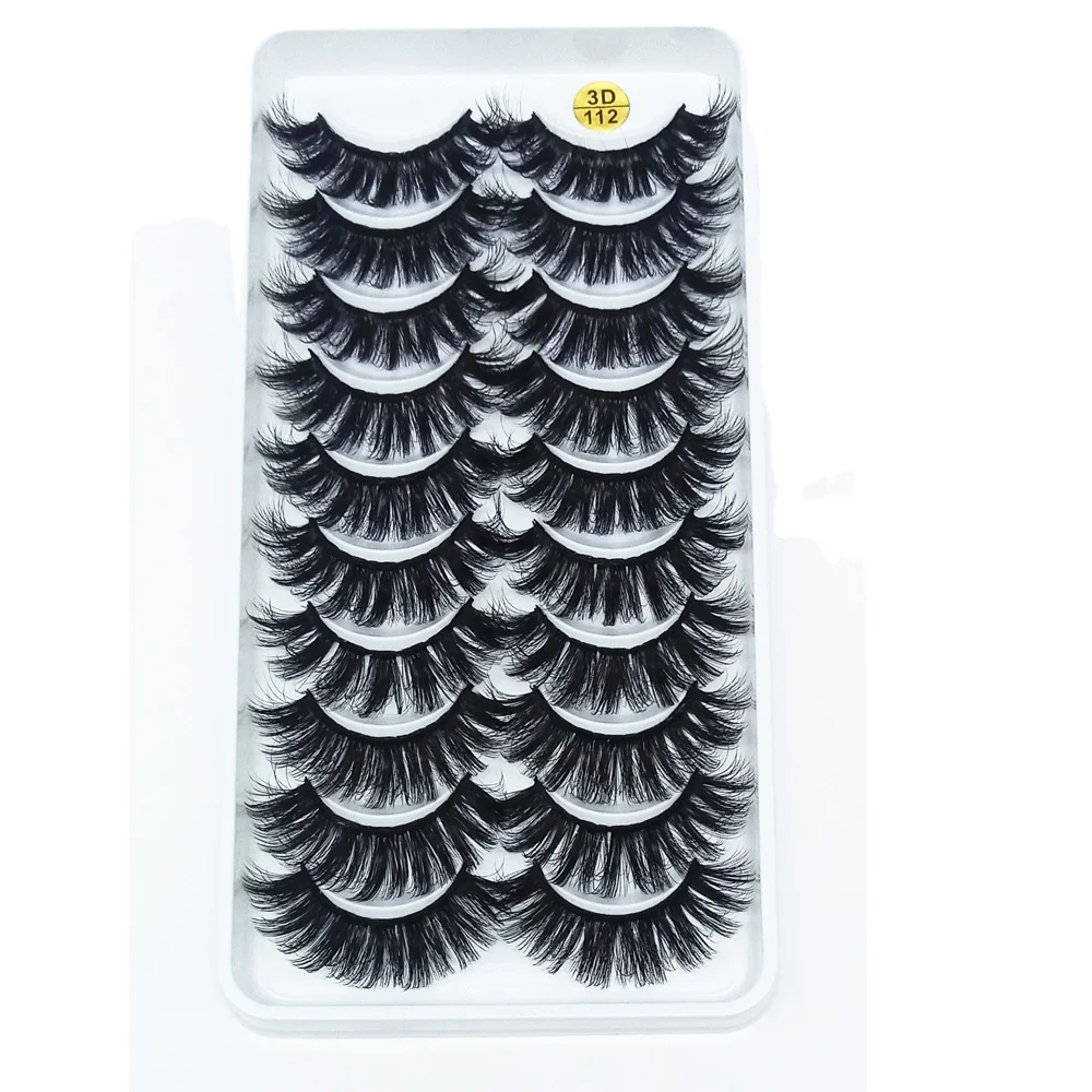 

10 Pairs 3D Mink False Eyelashes Wispy Cross Fluffy Extension Lashes Reusable