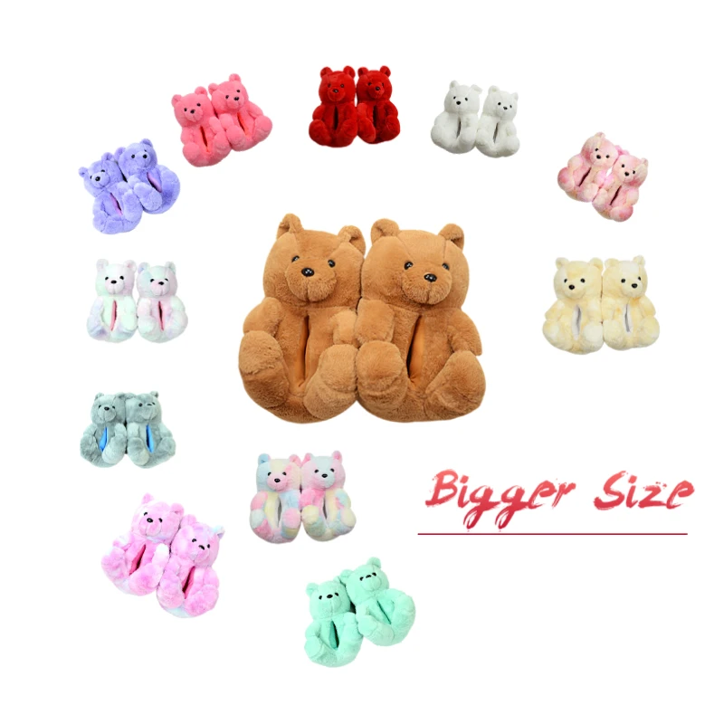 

new arrivals kids teddy bear slippers Cheap Children Bedroom Soft Fluffy Bear Shoes Plush Teddy Bear Slippers