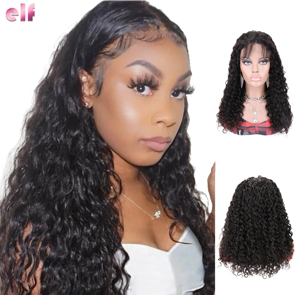 

4x4 Lace Front Wigs for Women Loose Deep Curly Wave Wig Unprocessed Virgin Human Hair Wig with Baby Hair Natural Black Color