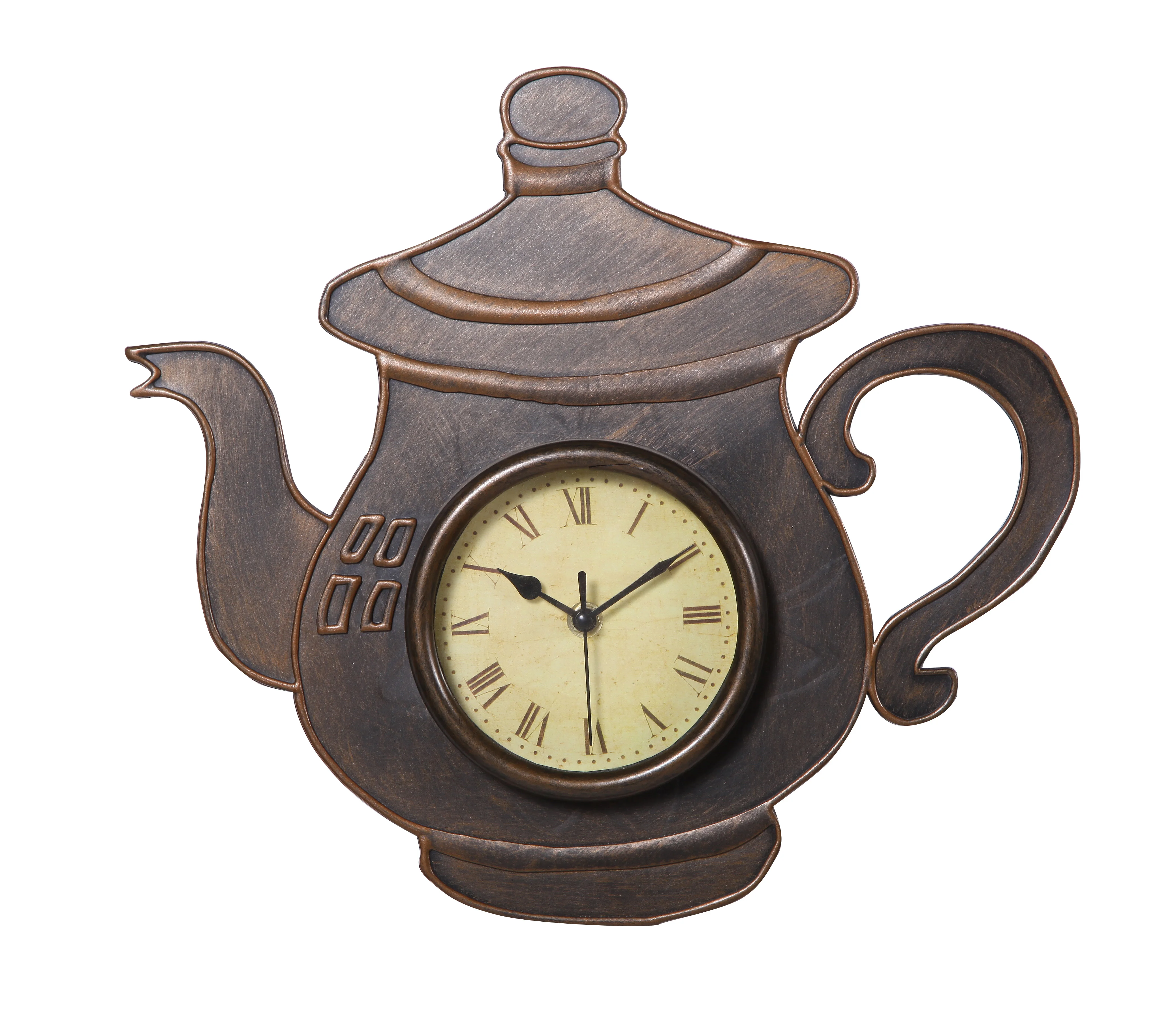 Home Decoration Kitchen Wall Clock Antique Coffee Teapot Shape Plastic