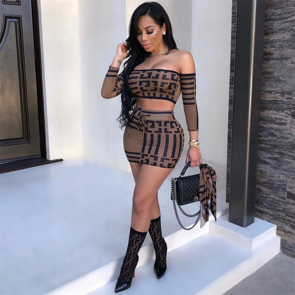 

Yingchchao 2020 Autumn Fashion 2020 Sexy Snake Printing Long Sleeve T-shirt Short Bodycon Dress Set for Women Fall Winter Dress