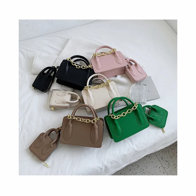 

2 Pcs/set Luxury Brand Small PU Leather Cross Body Bags For Women 2021 Designer Travel Chain Crossbody Shoulder Purse Handbags