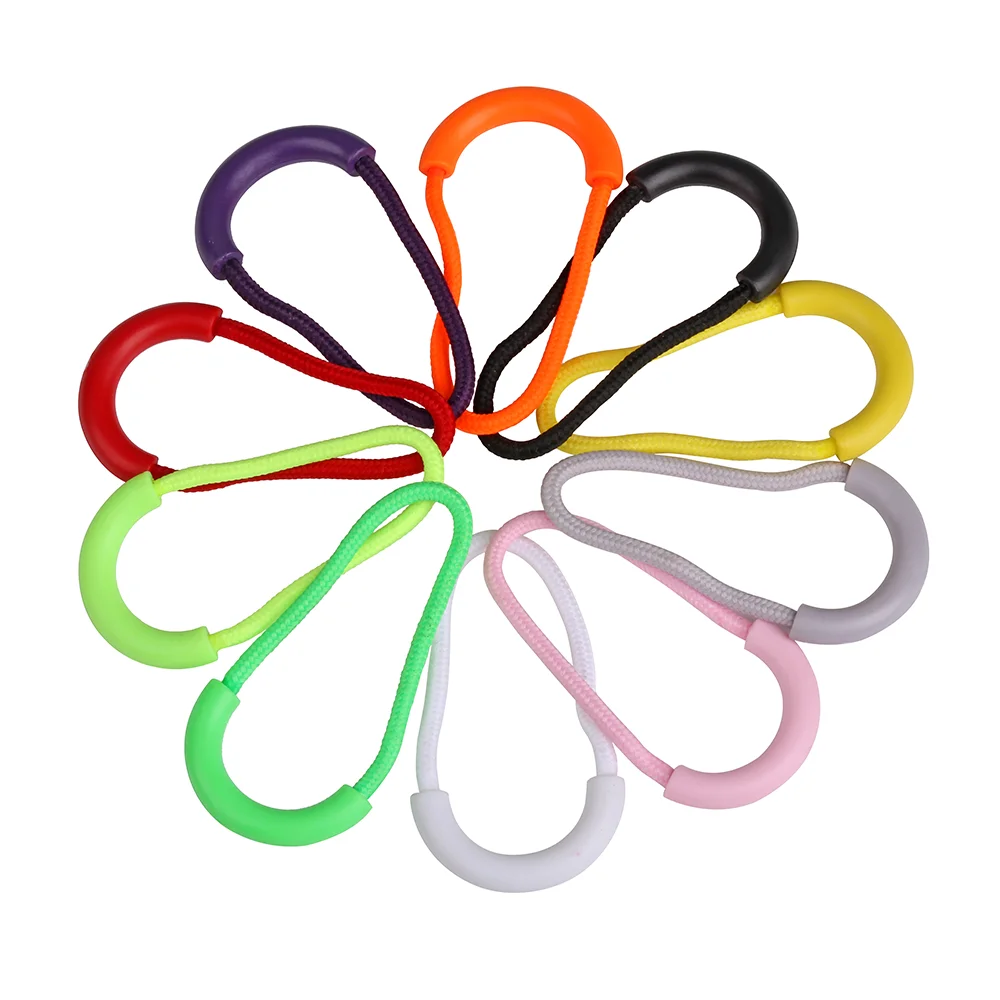 

U Shape Colorful Silicone Rubber Zipper Pull Ropes Zip Puller Fastener Backpack Luggage For DIY Clothing Accessories, 10 colors