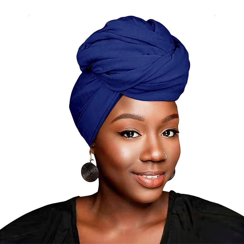 

Wholesale Custom Logo Solid Stretchy Jersey Cotton Knot Head Wrap One Size Fits HeadWear DIY Headscarf Tube Turban For Women