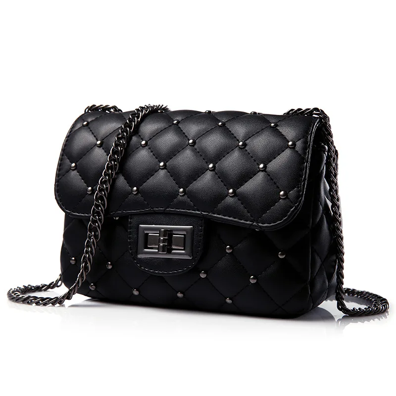 

Pu Crossbody Leather Bags Plaid Fashion Crossbody Bag Chain Ladies Shoulder Bags, White, black