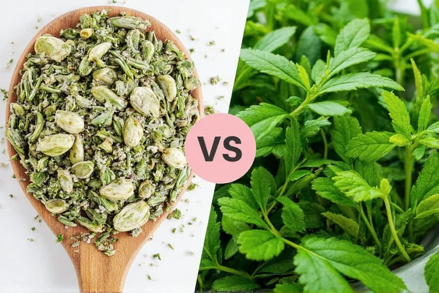 Herb comparison meme featuring fresh and dried basil