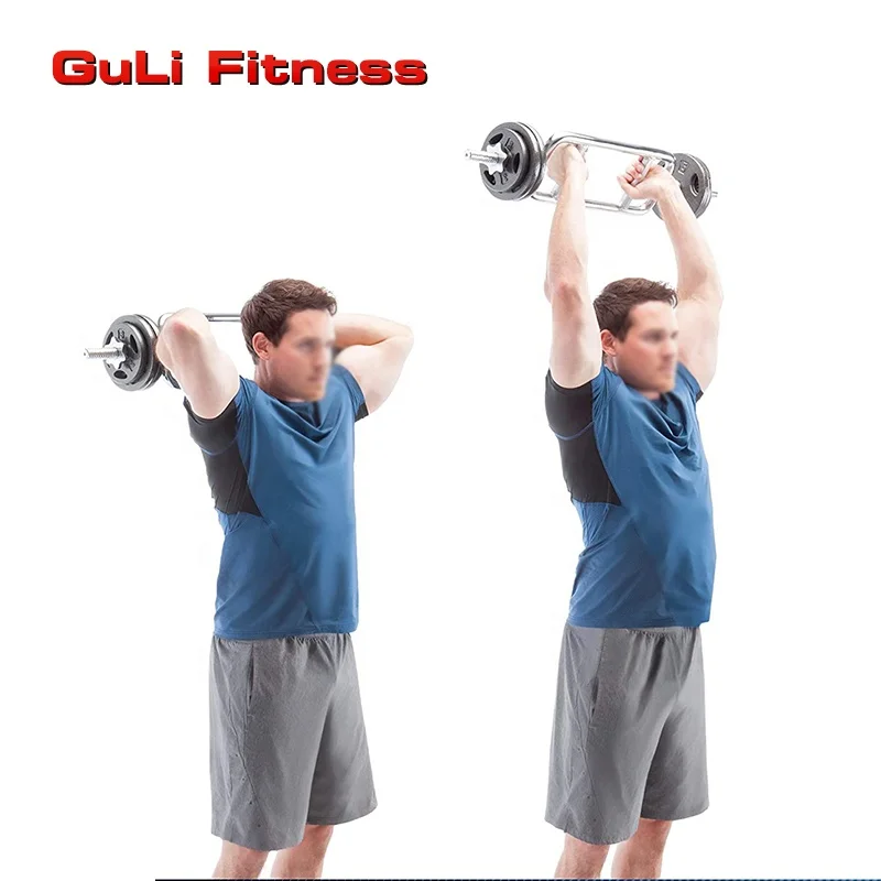 

Guli Fitness Hot Sales 1'' Threaded Triceps Weight Plates 34 Inch Chromed Bar With Screw Collars Diameter 25/28/30mm Barbell, Silver