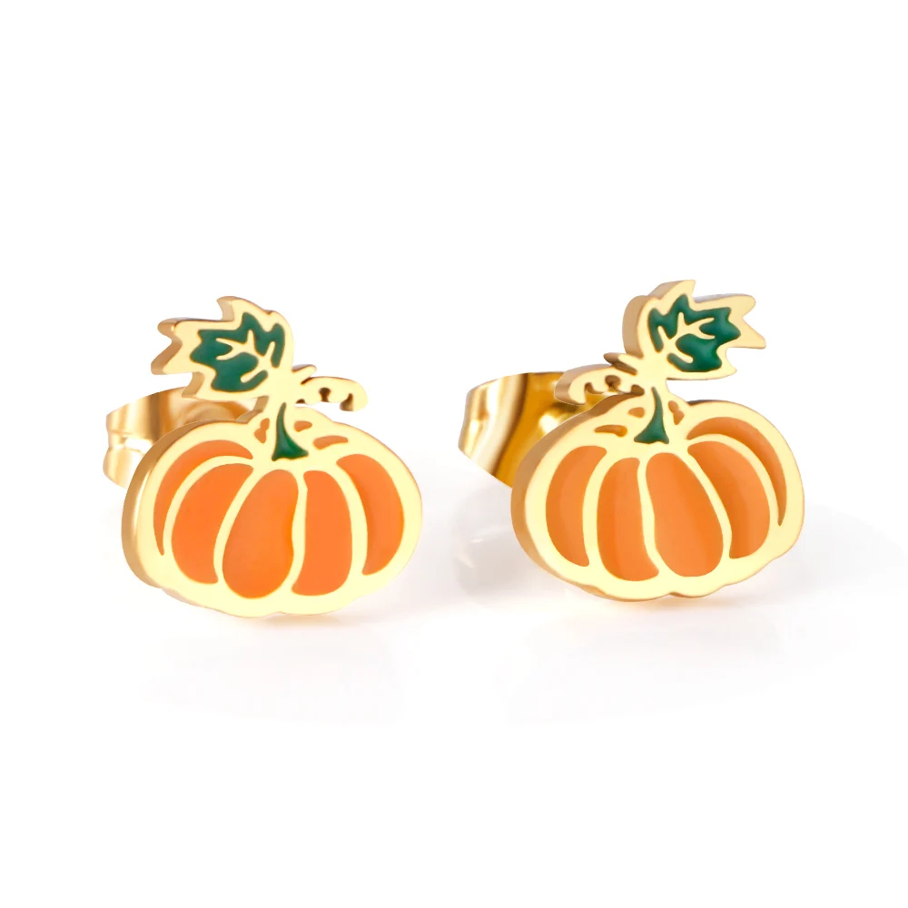 

Ason Trendy New Arrivals Pumpkin Shape Stud Earrings 18K Gold Plated Custom Cute Earring Jewelry