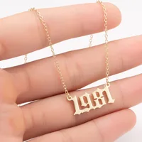 

Hot Sale Birthday Gift birth year number shape Stainless steel small Charm necklace for women men