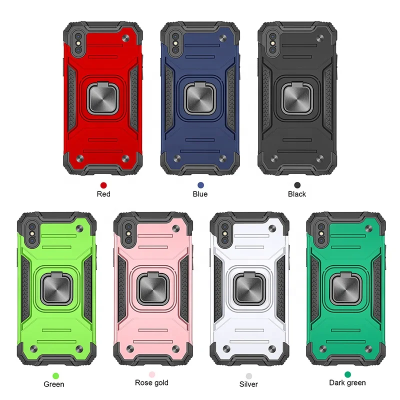 

Back Cover 360 Ring Holder Mobile Phone Case car magnetic suction case For Iphone X Xs max, Multi colors