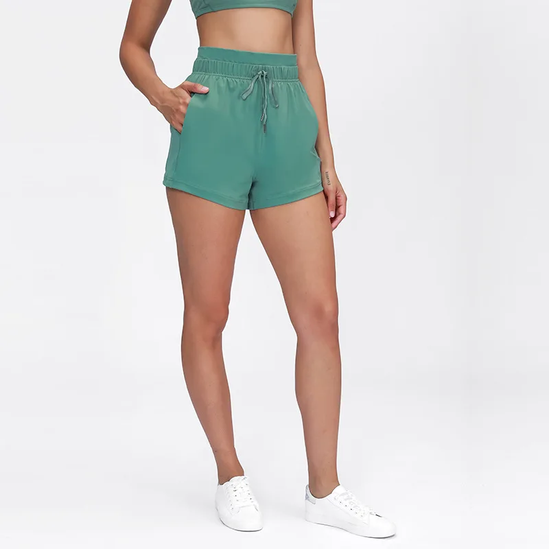 

Wholesales Fashionable Drawstring Shorts Widen Waistband Women Athletic Workout Running Shorts With Pockets