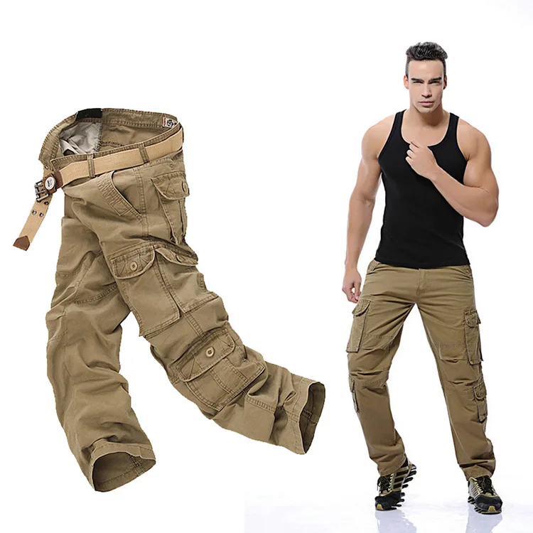 

Men's casual pants multi-pocket overalls loose tactical pants large straight barrel wear-resistant camouflage trousers