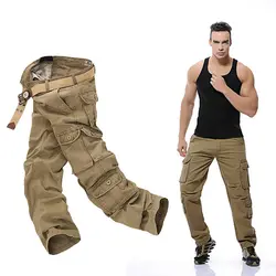 Men's casual pants multi-pocket overalls loose tac