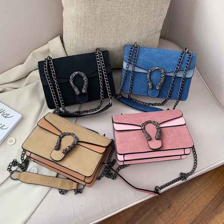 

2020 New Arrival High Quality Vintage Handbags For Women With buckle decoration Ladies Fashion Bags Wholesale For All Season, Black khaki,pink, blue 4 colors
