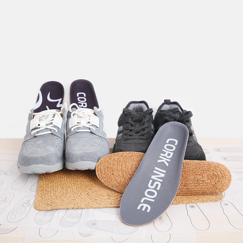 

New comfort OEM/ODM women men cushion Cork shoe pad for Plantar faciitis flat sheet high arch support insoles, Customized