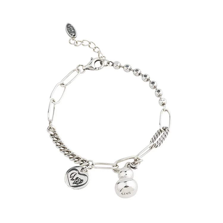 

Hawaiian fashion trendy jewelry 925 sterling silver vintage heart snowman charm anckle bracelet for women