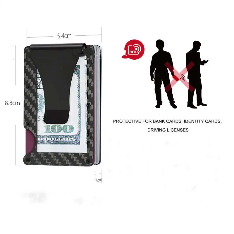 

Aluminum With Back Pocket Blocking Cards Box Unisex Money Clip Slim Rfid Wallet Ultra-thin Durable Credit Card Holder, Black