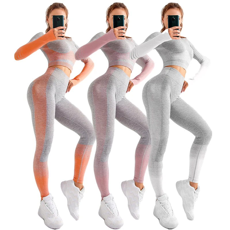 

Wholesale Sports Long Sleeve Crop Top Woman Yoga Sports Strappy Bralette Intimate Ouvert Women Leggings And Sports Bra Yoga Suit, Custom