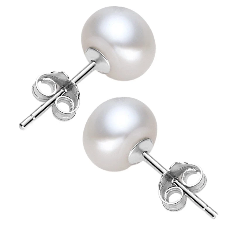 

3-10mm Freshwater Cultured Pearl Stud Earrings 925 Sterling Silver Pearl Earrings for Women Girls Mother Mom