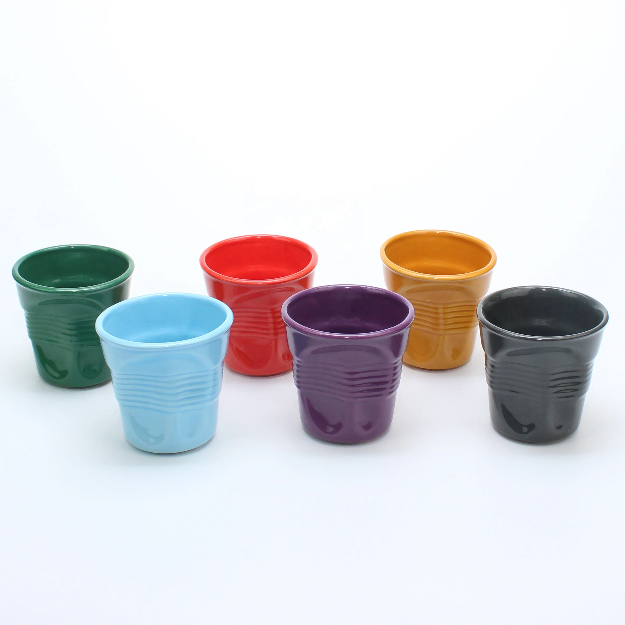 

Promotional 150ml Set of 6 espresso cups crumpled Cups Beautiful wrinkled Mug set, Customized color