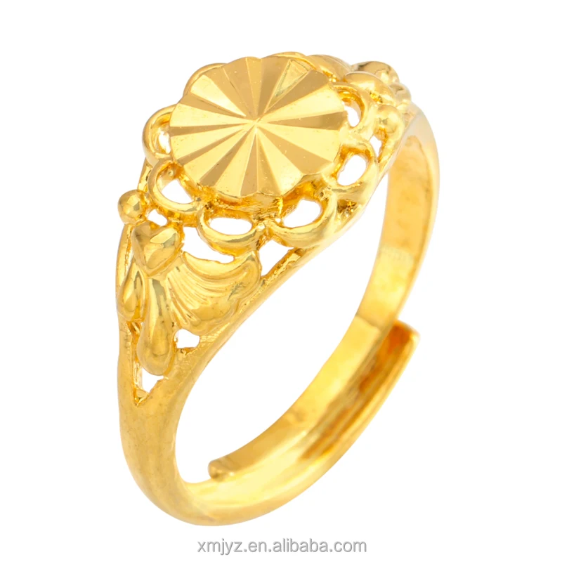 

Cross-Border Opening Car Flower Brass Gold-Plated Ring Geometric Ring Female Fashion Lady Gold Ring
