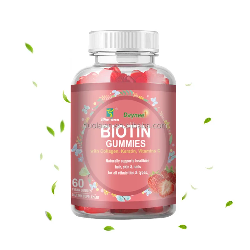 

Private brand Biotin Collagen Keratin Vegan Gummy Candy Vitamin Supplements Bear Biotin Gummies For Strong Hair Nail Growth Skin