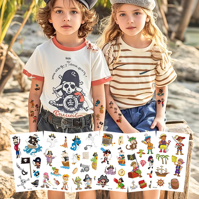 Waterproof Funny Cartoon Fun Children's Temporary Disposable Tattoo Sticker Pirate Tattoo Sticker