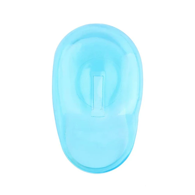 

New Hot 2PCS Hair Dye Shield Protect Salon Clear Silicone Ear Cover, Blue