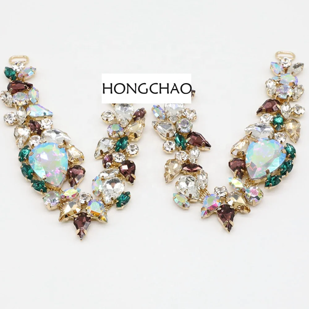 

Wholesale new beach drag decoration accessories rhinestone shoes flower slippers accessories decoration